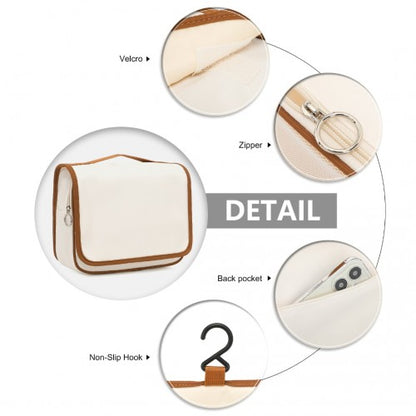 Easy Luggage S2342 - Classic Hanging Multi-Pocket Waterproof Travel Makeup Bag - Beige And Brown