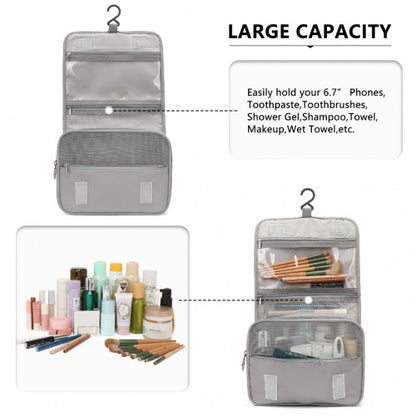 Easy Luggage S2342 - Classic Hanging Multi-Pocket Waterproof Travel Makeup Bag - Grey