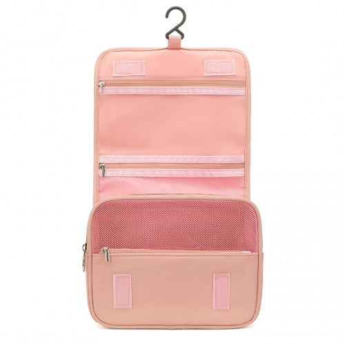 Easy Luggage S2342 - Classic Hanging Multi-Pocket Waterproof Travel Makeup Bag - Nude