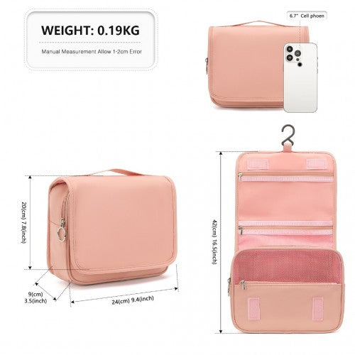 Easy Luggage S2342 - Classic Hanging Multi-Pocket Waterproof Travel Makeup Bag - Nude