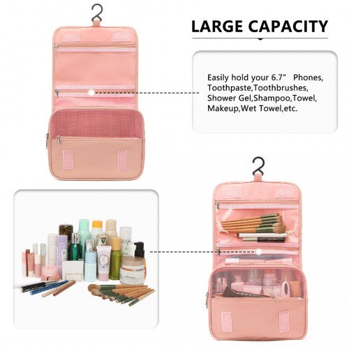 Easy Luggage S2342 - Classic Hanging Multi-Pocket Waterproof Travel Makeup Bag - Nude