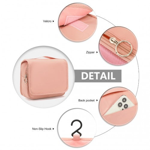 Easy Luggage S2342 - Classic Hanging Multi-Pocket Waterproof Travel Makeup Bag - Nude