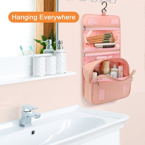 Easy Luggage S2342 - Classic Hanging Multi-Pocket Waterproof Travel Makeup Bag - Nude