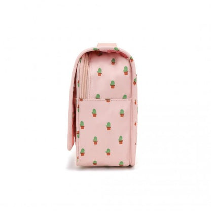 Easy Luggage S2342C - Classic Hanging Multi-Pocket Waterproof Travel Makeup Bag With Cactus Pattern - Pink