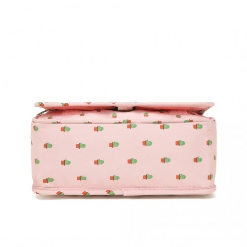 Easy Luggage S2342C - Classic Hanging Multi-Pocket Waterproof Travel Makeup Bag With Cactus Pattern - Pink