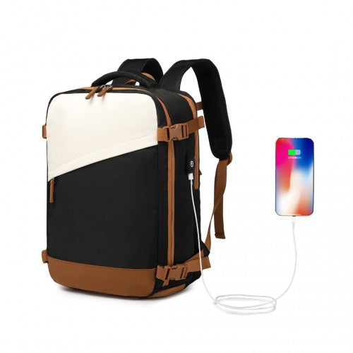 S2362 - Water-Resistant Functional Backpack With Shoe Compartment And USB Charging Port - Black