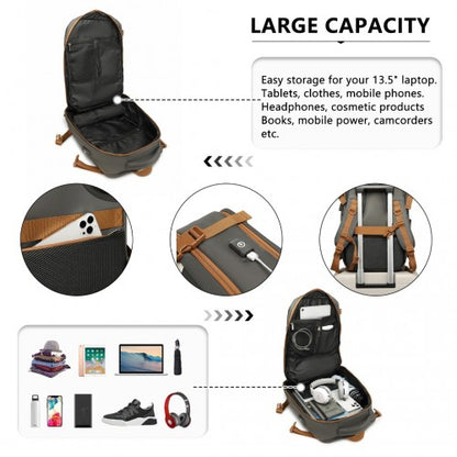 S2362 - Water-Resistant Functional Backpack With Shoe Compartment And USB Charging Port - Grey