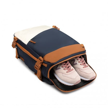 S2362 - Water-Resistant Functional Backpack With Shoe Compartment And USB Charging Port - Navy