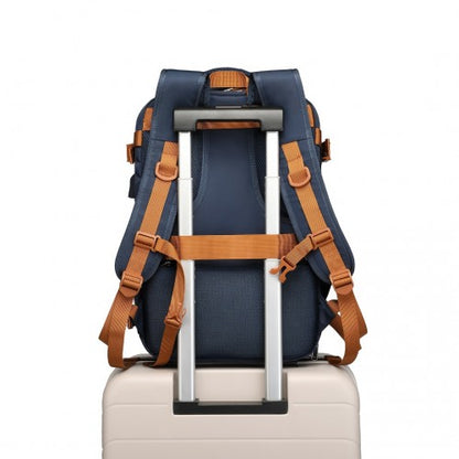 S2362 - Water-Resistant Functional Backpack With Shoe Compartment And USB Charging Port - Navy