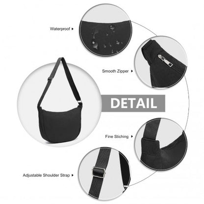 S2415 - Portable Water-resistant Nylon Crossbody Bag With Comfortable Cotton Strap - Black