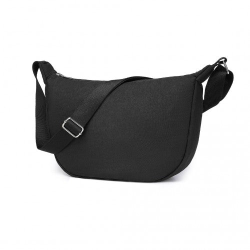 S2415 - Portable Water-resistant Nylon Crossbody Bag With Comfortable Cotton Strap - Black