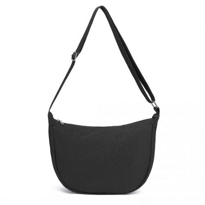 S2415 - Portable Water-resistant Nylon Crossbody Bag With Comfortable Cotton Strap - Black