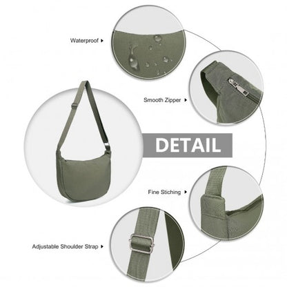 S2415 - Portable Water-resistant Nylon Crossbody Bag With Comfortable Cotton Strap - Green