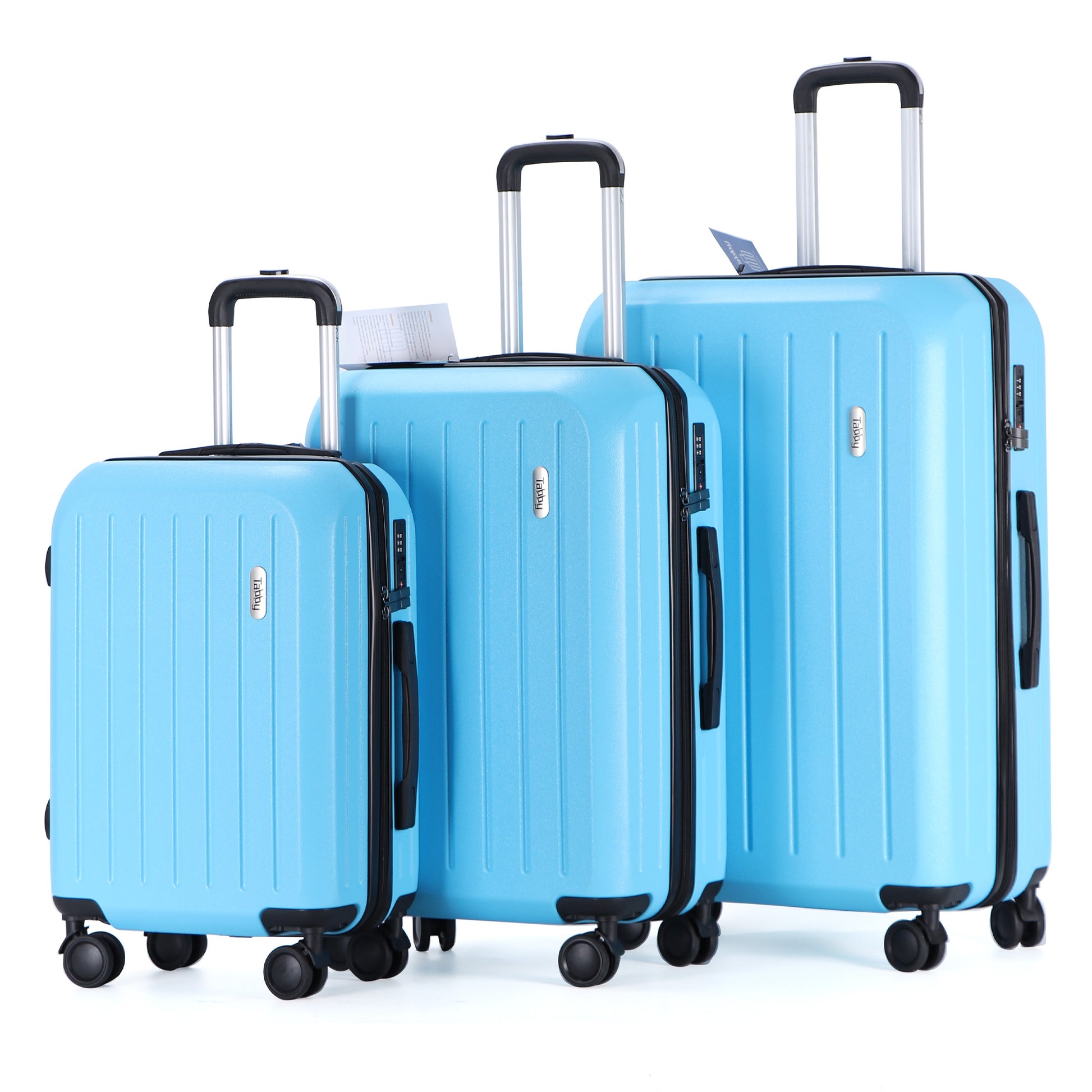 Easy Luggage Tabby Deluxe: ABS Suitcase with 4 Wheels, TSA Lock, Aluminum Frame - 20", 24", 28" Sizes - Sky Blue