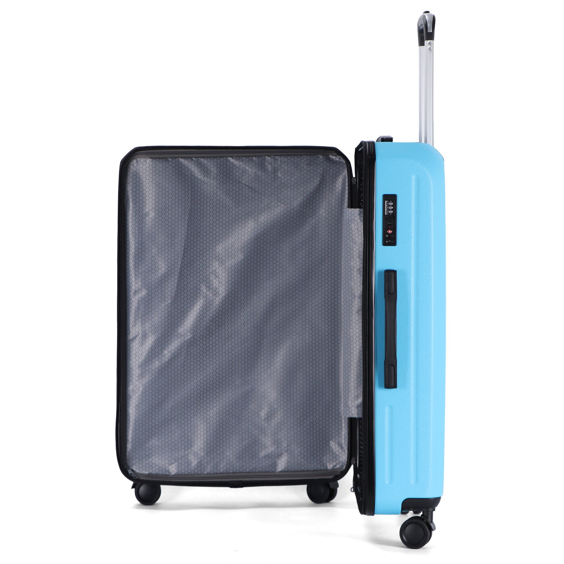 Easy Luggage Tabby Deluxe: ABS Suitcase with 4 Wheels, TSA Lock, Aluminum Frame - 20", 24", 28" Sizes - Sky Blue