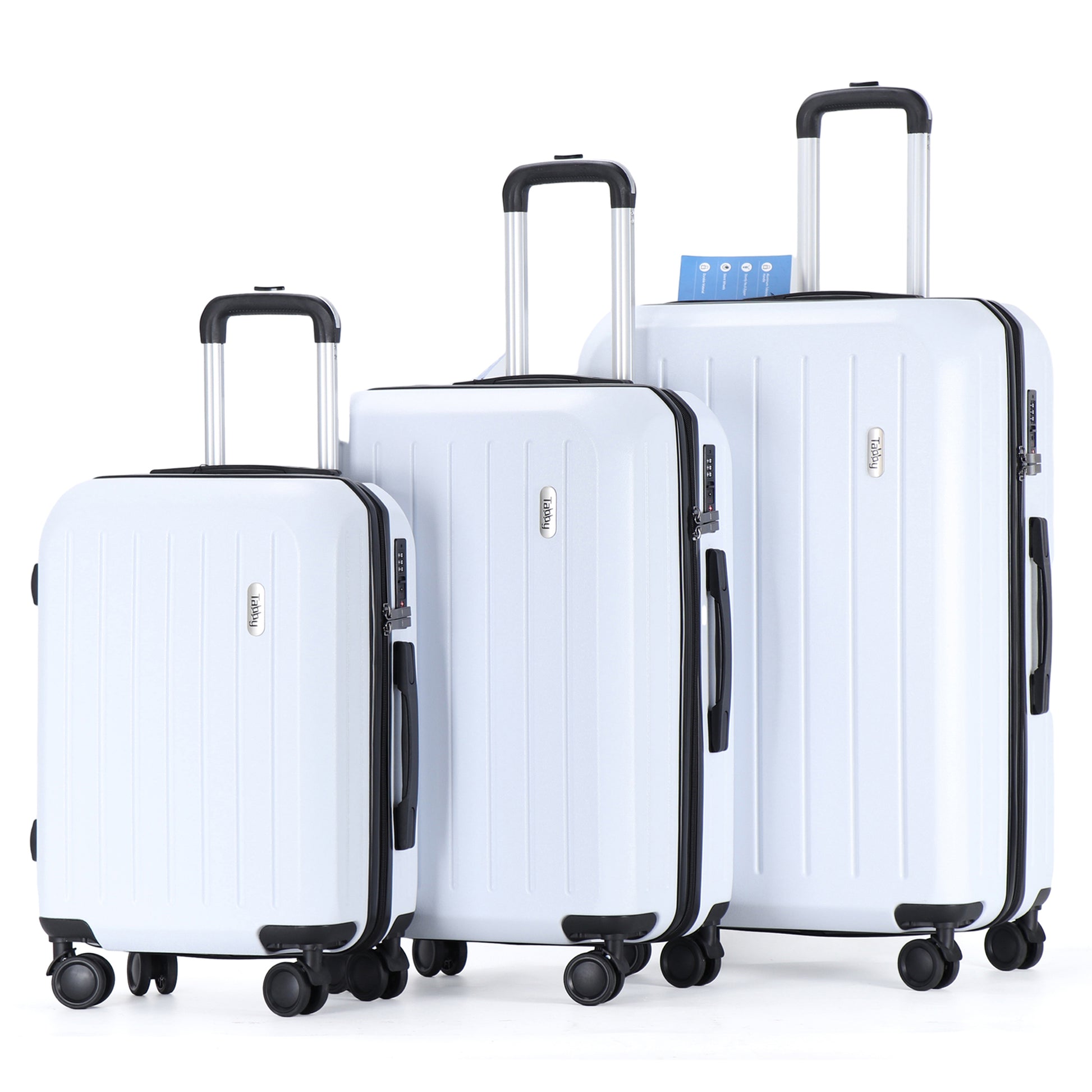 Easy Luggage Tabby Deluxe: ABS Suitcase with 4 Wheels, TSA Lock, Aluminum Frame - 20", 24", 28" Sizes - White