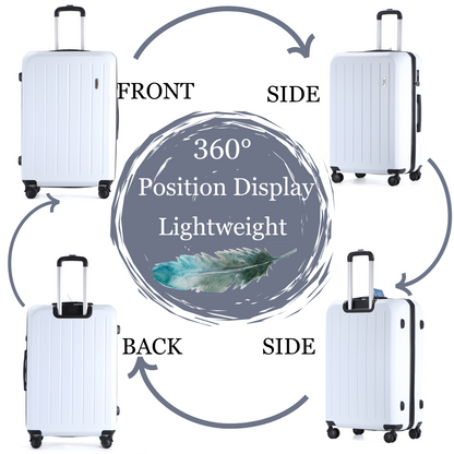 Easy Luggage Tabby Deluxe: ABS Suitcase with 4 Wheels, TSA Lock, Aluminum Frame - 20", 24", 28" Sizes - White