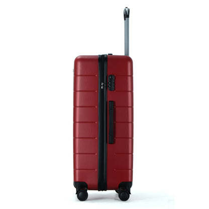 Easy Luggage Tabby Grooved 3 Piece Hard Shell Suitcase 360° Spinner Wheels Red Wine