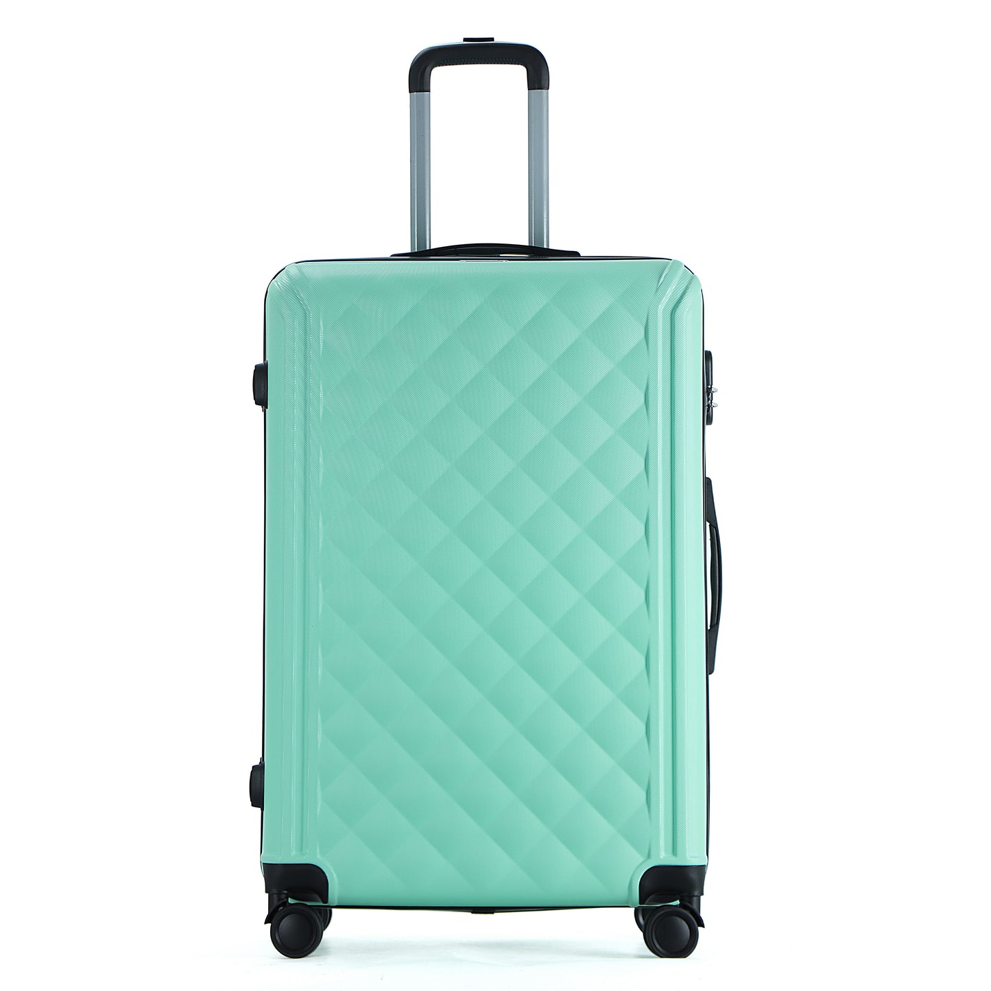 Easy Luggage Tabby Quilted 3 Piece Hard Shell Suitcases 360° Wheels Light Green