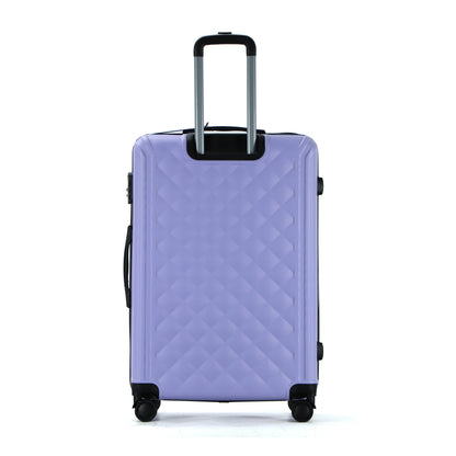 Easy Luggage Tabby Quilted 3 Piece Hard Shell Suitcases 360° Wheels Light Purple