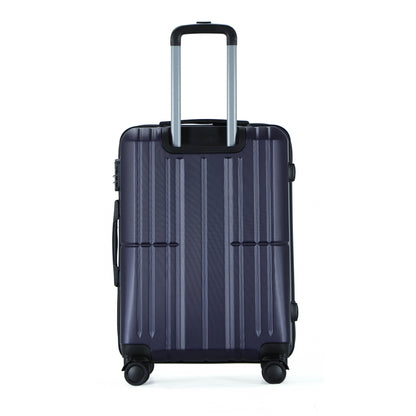 Easy Luggage Tabby Ribbed 3 Piece Hard Shell Suitcase 360° Spinner Wheels Navy Blue