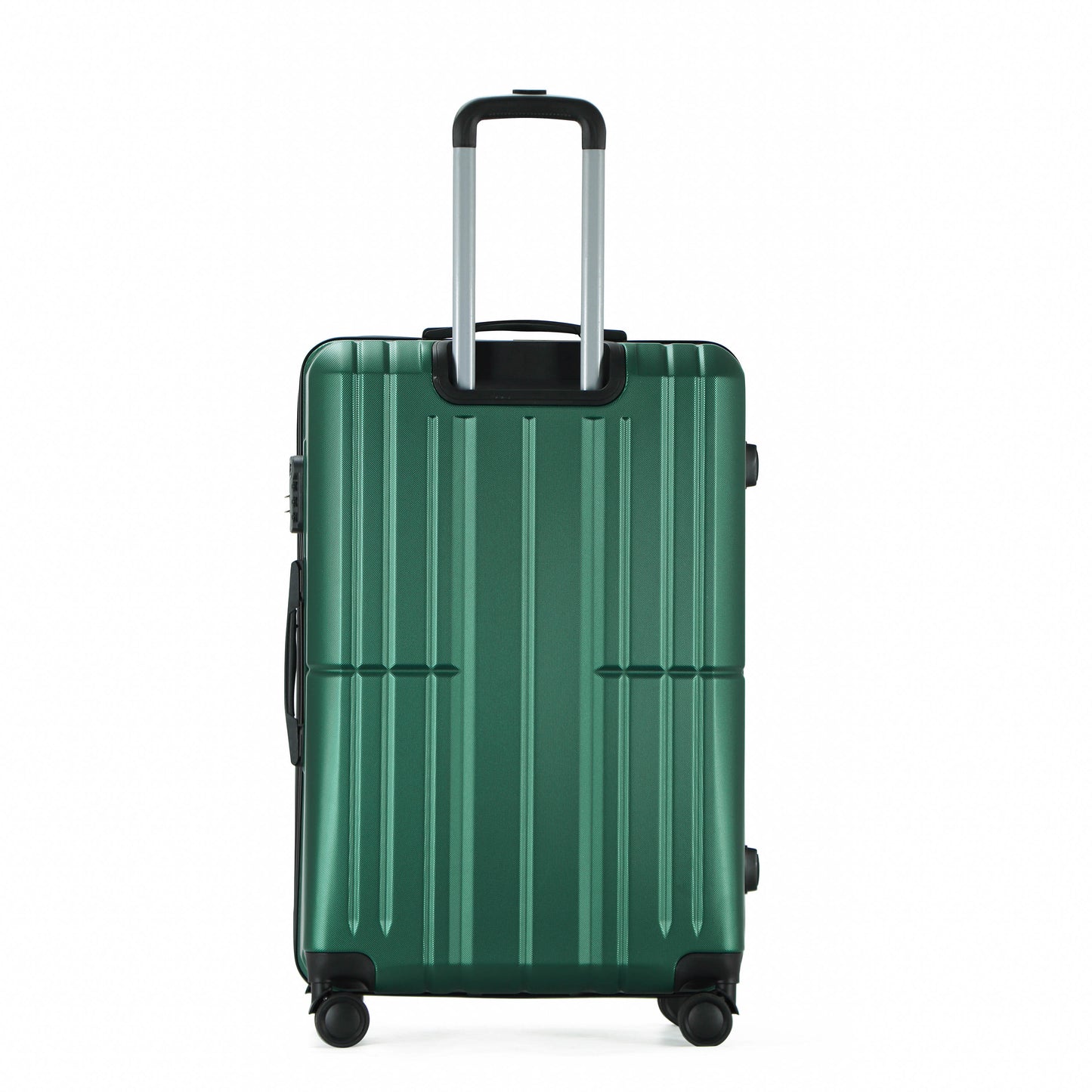 Easy Luggage Tabby Ribbed 3 Piece Hard Shell Suitcase 360° Spinner Wheels Dark Green