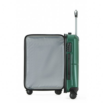 Easy Luggage Tabby Ribbed 3 Piece Hard Shell Suitcase 360° Spinner Wheels Dark Green