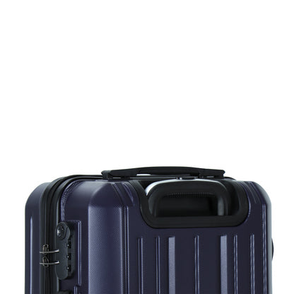 Easy Luggage Tabby Ribbed 3 Piece Hard Shell Suitcase 360° Spinner Wheels Navy Blue