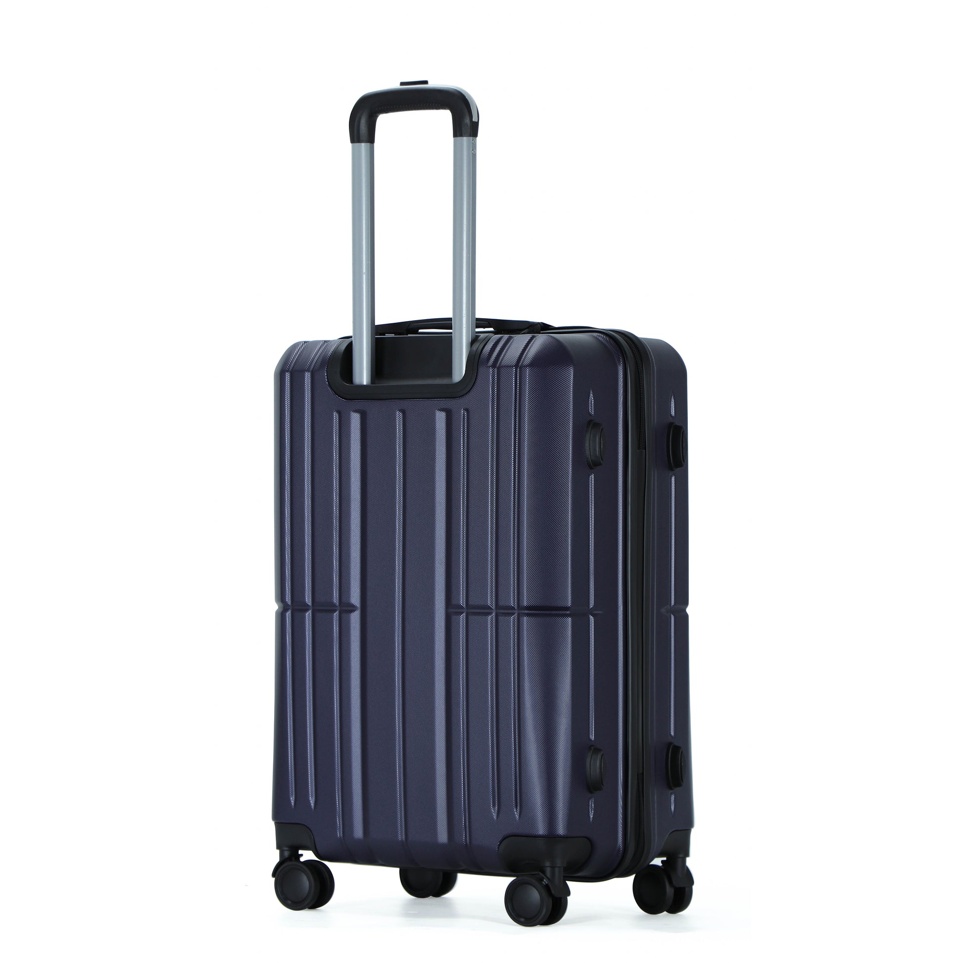 Easy Luggage Tabby Ribbed 3 Piece Hard Shell Suitcase 360° Spinner Wheels Navy Blue