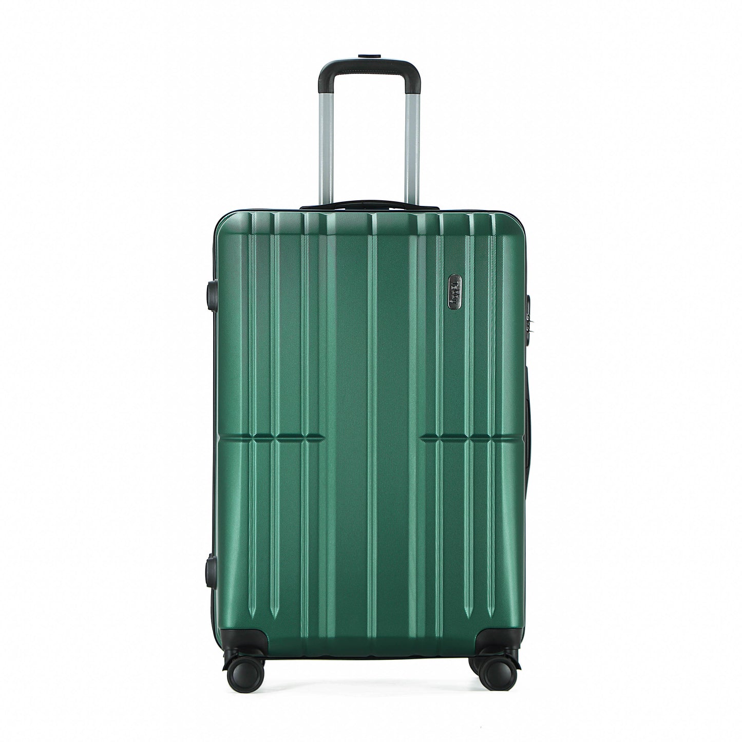 Easy Luggage Tabby Ribbed 3 Piece Hard Shell Suitcase 360° Spinner Wheels Dark Green