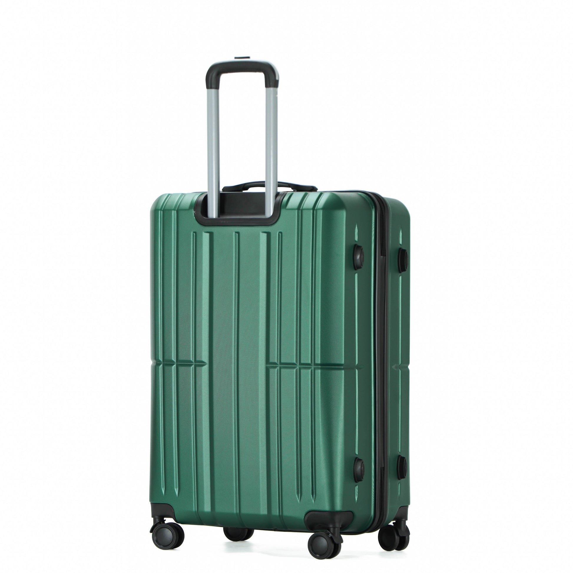 Easy Luggage Tabby Ribbed 3 Piece Hard Shell Suitcase 360° Spinner Wheels Dark Green