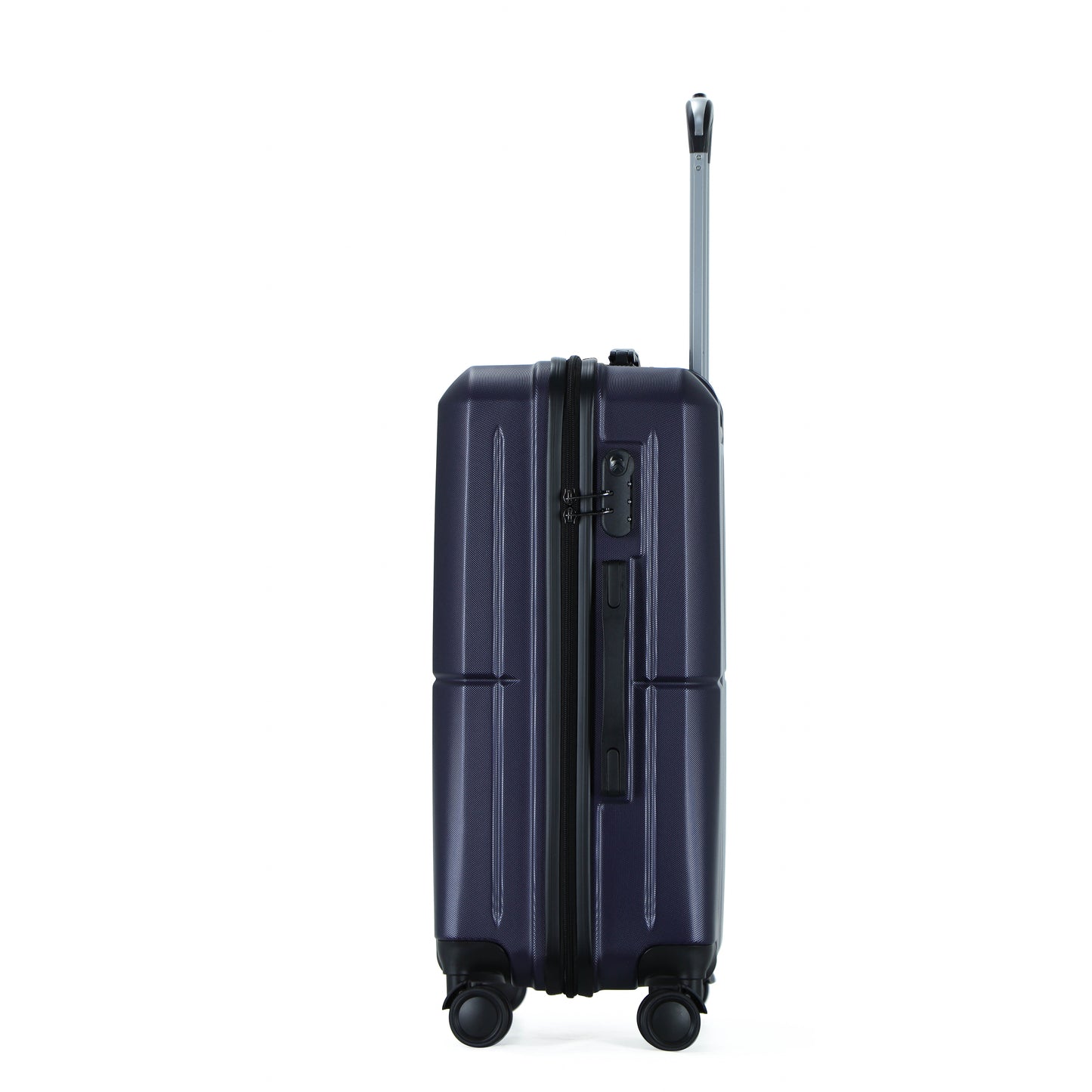 Easy Luggage Tabby Ribbed 3 Piece Hard Shell Suitcase 360° Spinner Wheels Navy Blue