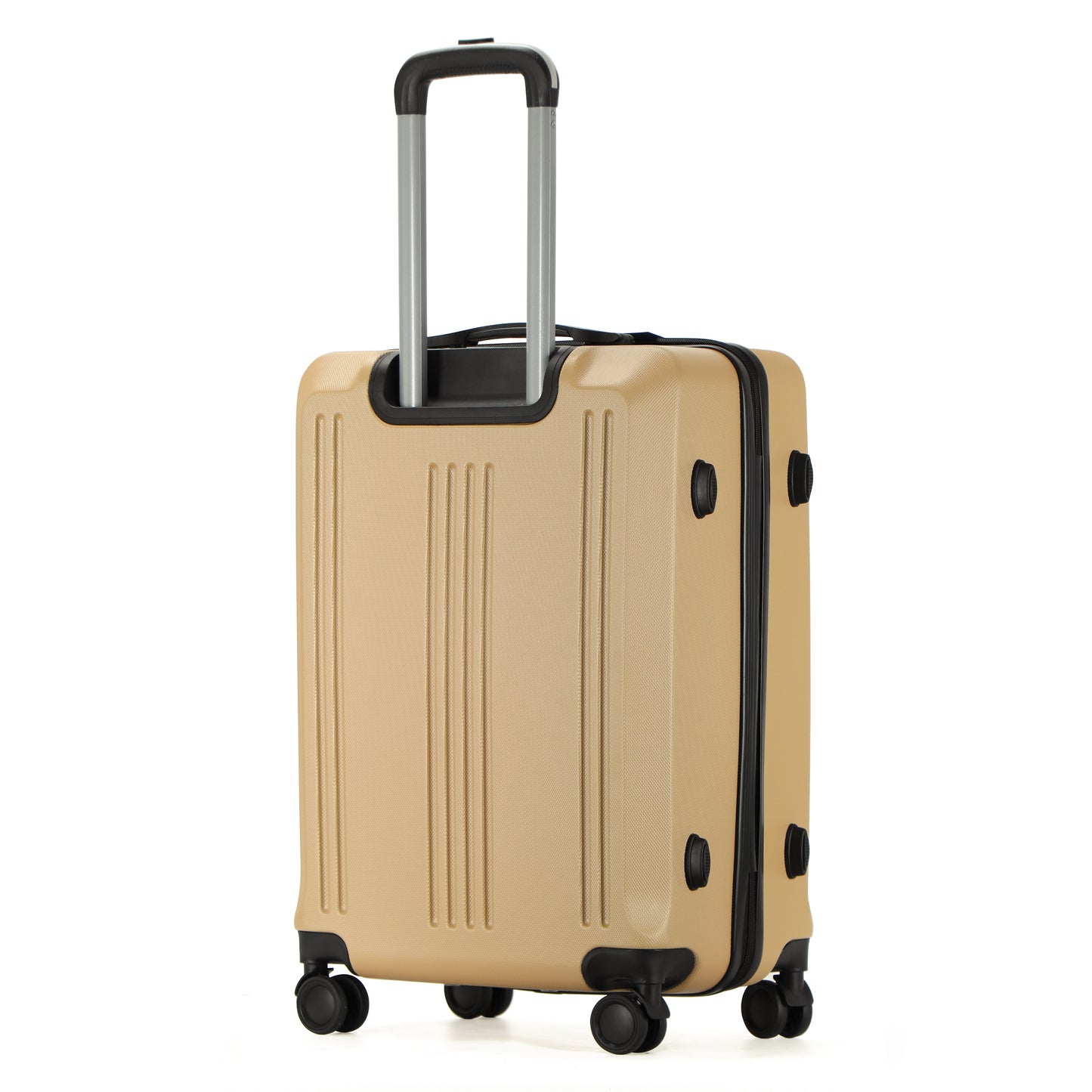 Easy Luggage Tabby Voyager 3 Piece Hard Shell Suitcase 360° Spinner Wheels Champagne Gold