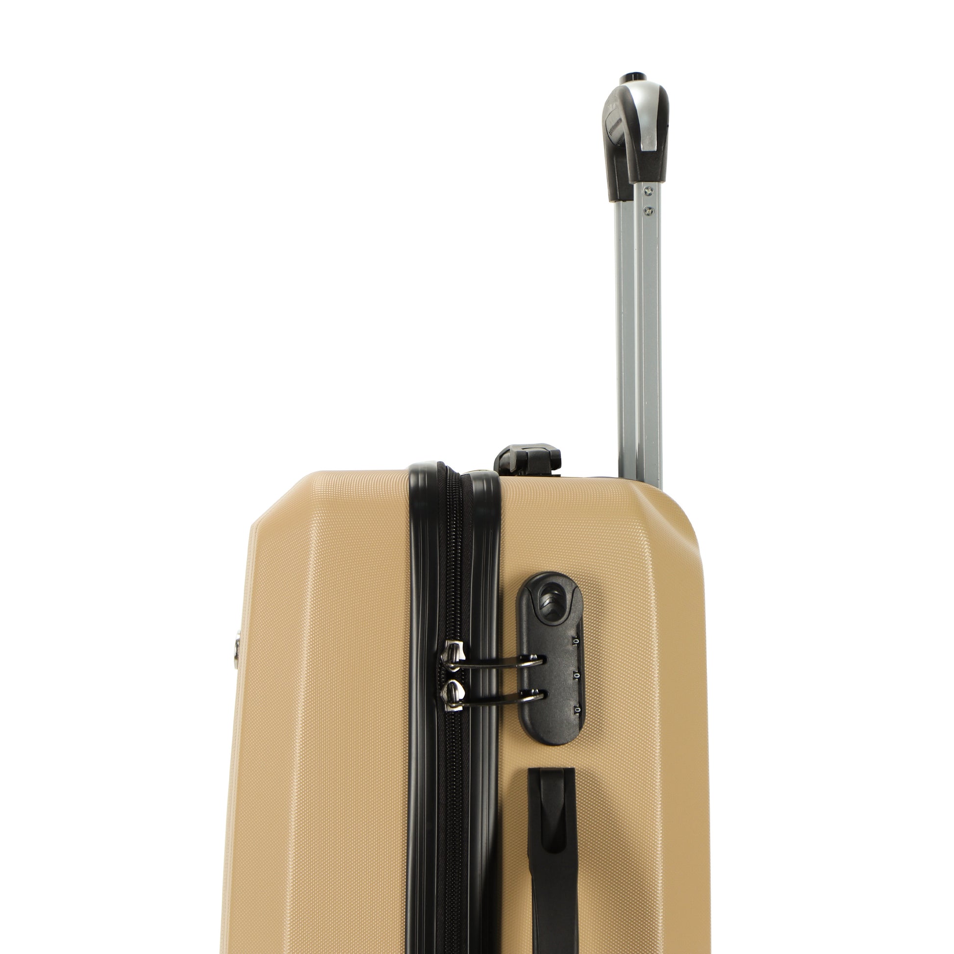 Easy Luggage Tabby Voyager 3 Piece Hard Shell Suitcase 360° Spinner Wheels Champagne Gold