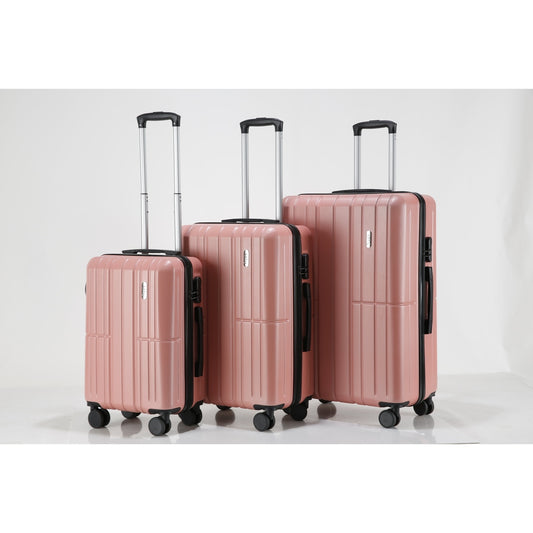 Tabby Travel Suitcase Set: Premium 3-Piece Hard Shell Luggage - Rose Gold