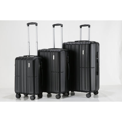 Tabby Travel Suitcase Set: Premium 3-Piece Hard Shell Luggage - Black