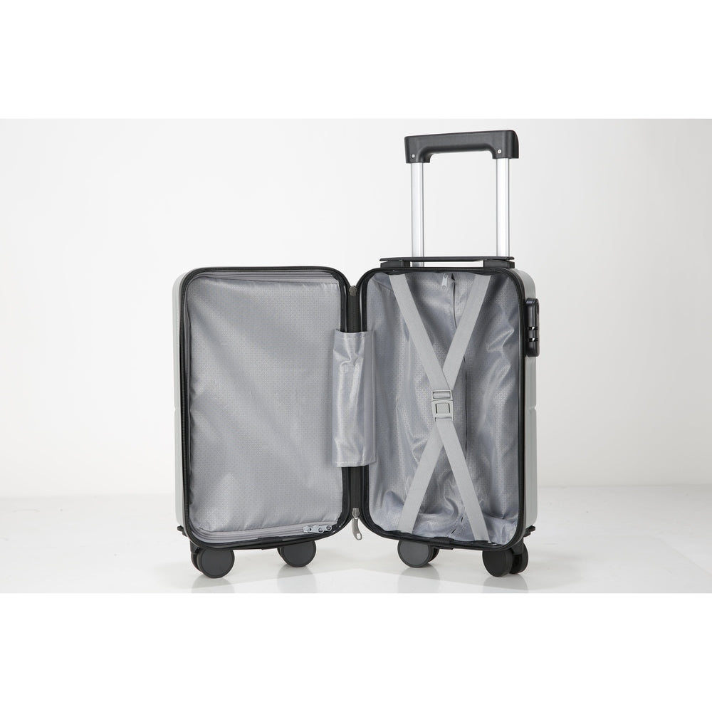 Tabby Travel Suitcase Set: Premium 3-Piece Hard Shell Luggage - Silver