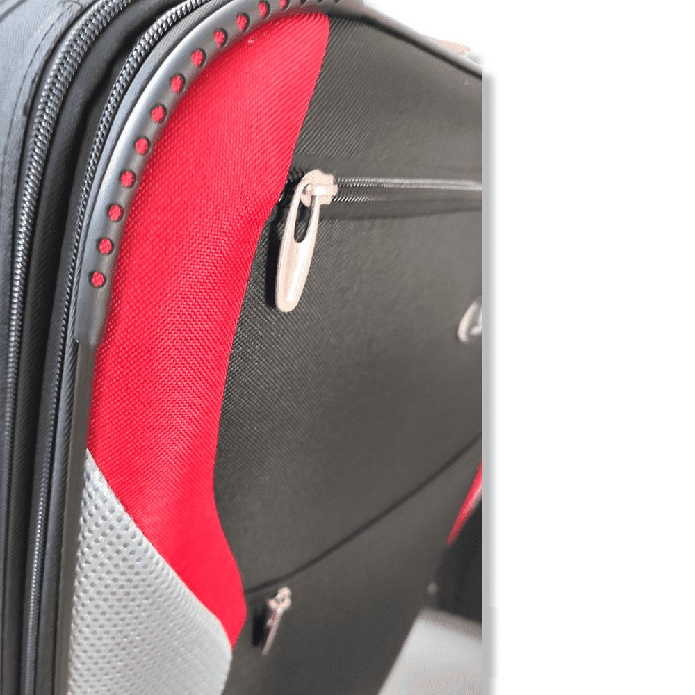 Chicane 2 Wheel Light Weight Expandable Suitcase Travel Luggage Cabin Trolley Bag Soft BLACK/RED/GREY - Easy Luggage