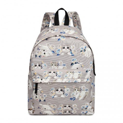 E1401 - 17CT - Miss Lulu Large Backpack Cat Polka Dot - Grey - Easy Luggage