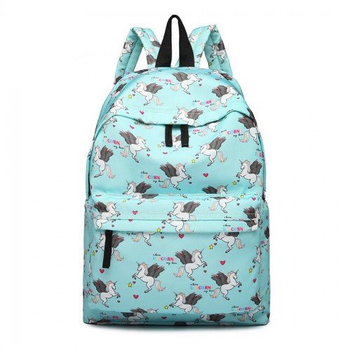 E1401 UN - Miss Lulu Large Backpack Unicorn Print - Blue - Easy Luggage