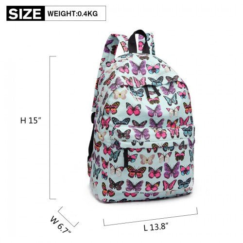 E1401B - Miss Lulu Large Backpack Butterfly Blue - Easy Luggage