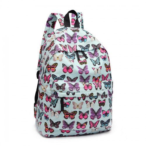 E1401B - Miss Lulu Large Backpack Butterfly Blue - Easy Luggage