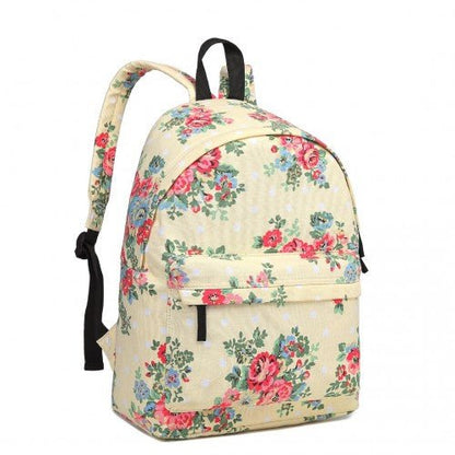 E1401F - Miss Lulu Large Backpack Flower Polka Dot - Beige - Easy Luggage