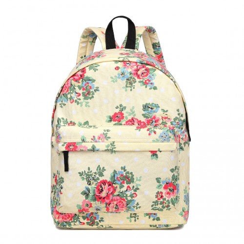 E1401F - Miss Lulu Large Backpack Flower Polka Dot - Beige - Easy Luggage