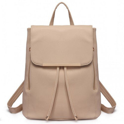 E1669 - Miss Lulu Faux Leather Stylish Fashion Backpack - Beige - Easy Luggage