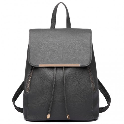 E1669 - Miss Lulu Faux Leather Stylish Fashion Backpack - Grey - Easy Luggage