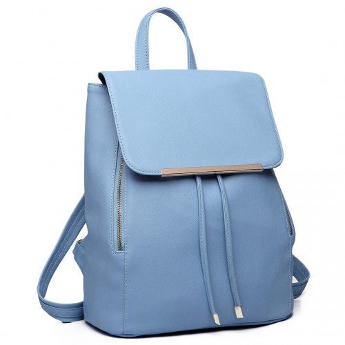 E1669 - Miss Lulu Faux Leather Stylish Fashion Backpack - Light Blue - Easy Luggage