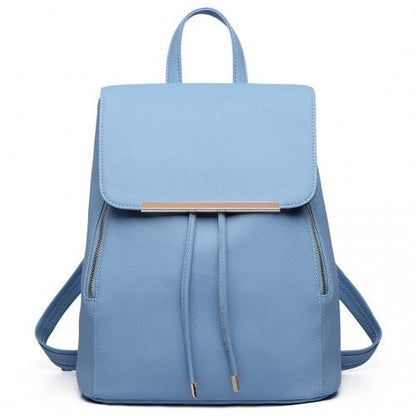 E1669 - Miss Lulu Faux Leather Stylish Fashion Backpack - Light Blue - Easy Luggage