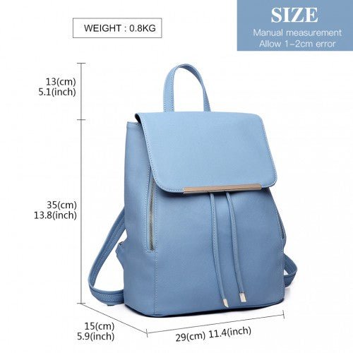 E1669 - Miss Lulu Faux Leather Stylish Fashion Backpack - Light Blue - Easy Luggage