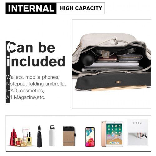 E1669 - Miss Lulu Faux Leather Stylish Fashion Backpack - Light Grey - Easy Luggage